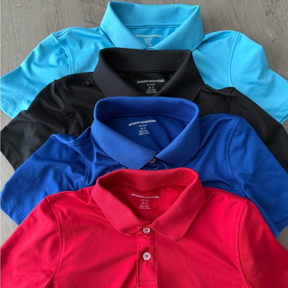Amazon Basics Boys Dry Fit Polo Shirts Size small 6/7